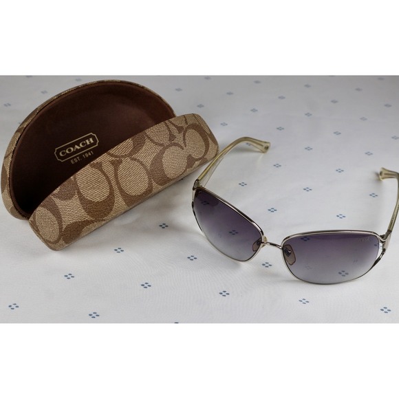 Coach ALYSSA S565 Crystal Sunglasses Designer Silver Frames Eyewear Women's Y2K - Picture 1 of 13